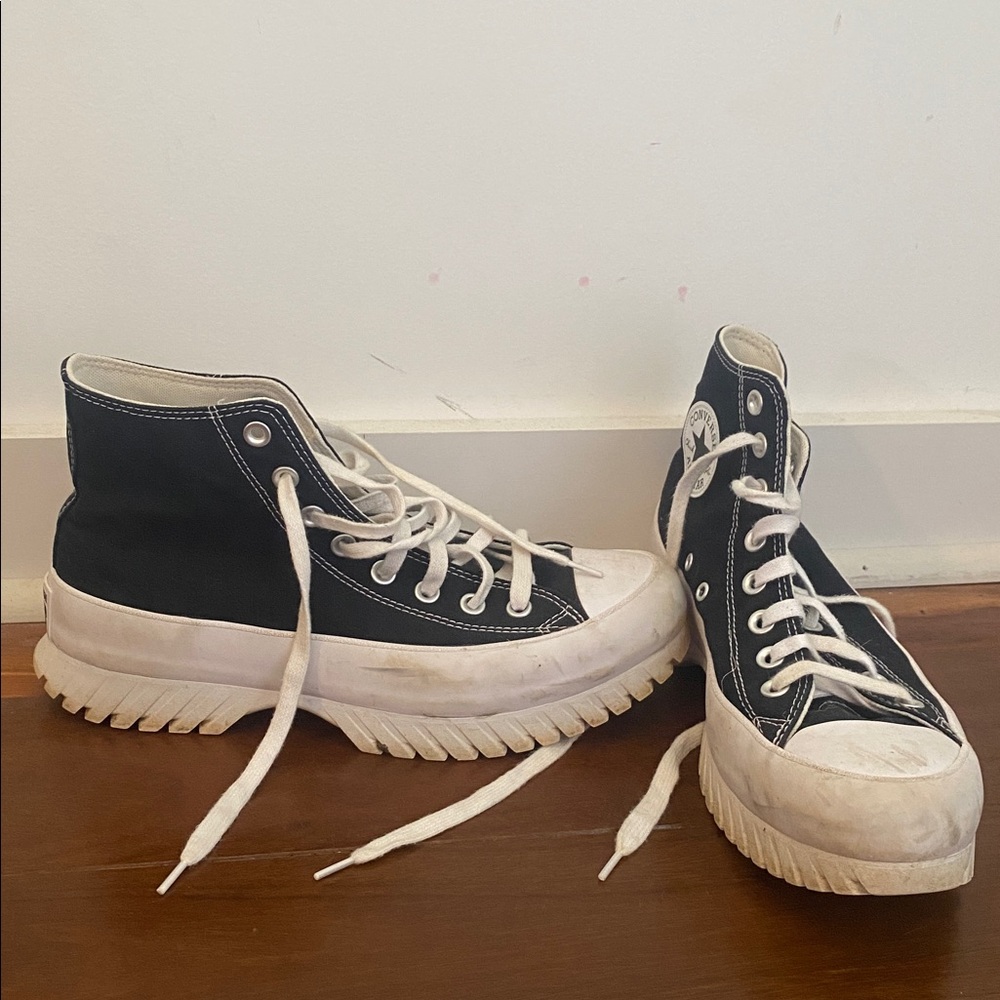 Converse Black and White All Star High-Tops platform
